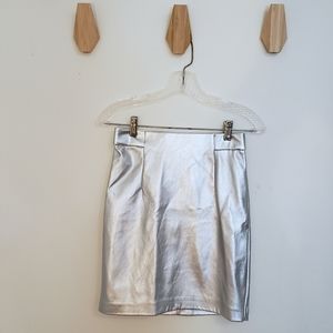 Metallic Faux Leather Skirt